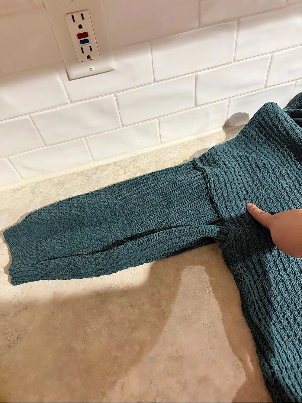 Maurices 3X Wayfarer Chenille Teal V Neck Blouson Sleeve Sweater Plus Size - Picture 12 of 12